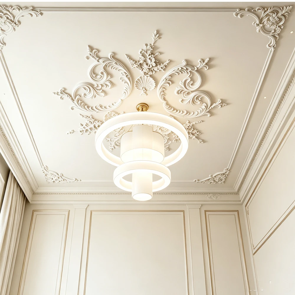 Split PU Ceiling Medallion,Decorative Ceiling Rose for Chandelier & Light Fixture,Lightweight Ceiling Molding, Easy Installation
