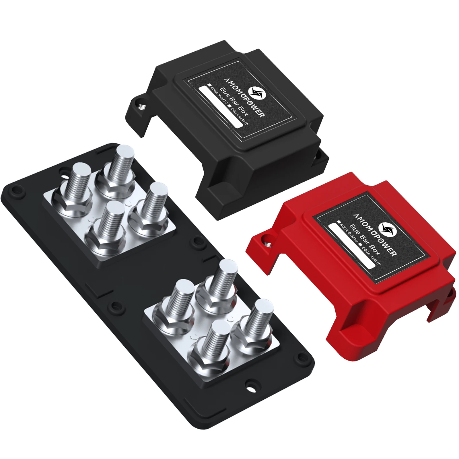 Bloque de distribución de energía de barra colectora, 400A, 12V-48V CC, resistente, 8XM10 (3/8 \