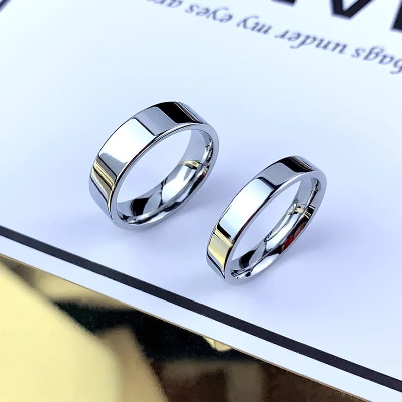  3-6mm Silver Stainless Steel Customized Rings Couple Rings for Men and Women LOVER'S Ring Scratch Resistance