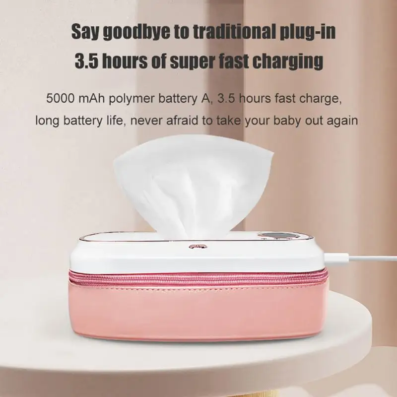 Baby Wet Wipe Heater USB Rechargeable Winter Wipe Warmer 45°C Thermostatic Wet Wipes Heating Box Household Wet Tissue Heater