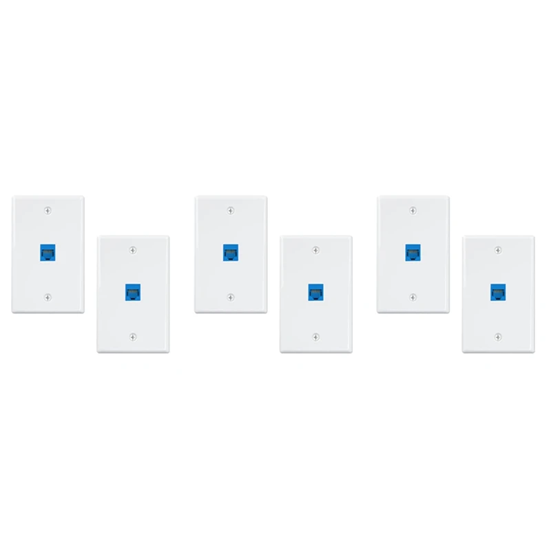 

6-Pack 1 Port Ethernet Wall Plate, RJ45 Cat6 Female To Female Jack Inline Coupler Face Plates, 1-Port