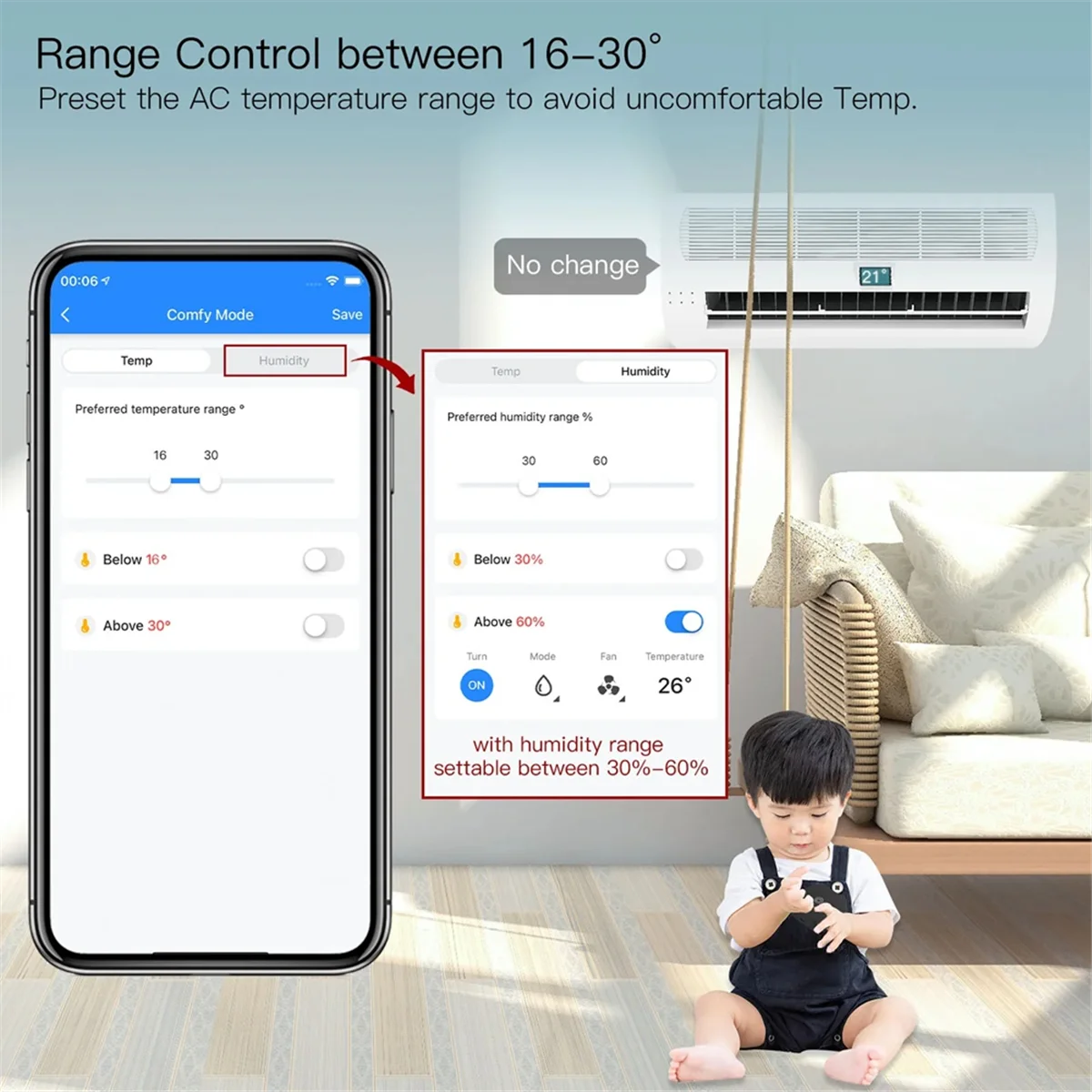 Tuya WiFi IR Thermostat AC Controller Remote Control Temperature and Humidity Sensor Voice Control for Alexa Google