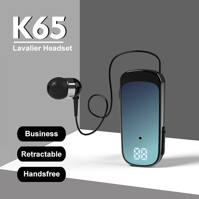 K65 Bluetooth compatible Wireless Earphones Business Retractable Lavalier Type Headset Single Ear Handsfree Call Headphone AliExpress