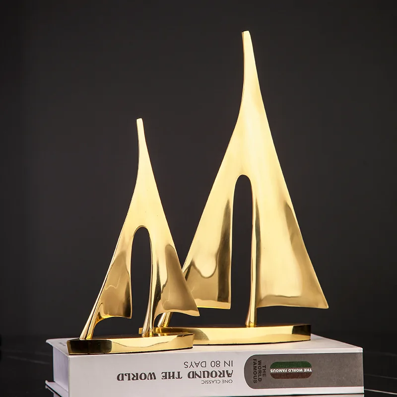 

Brushed Copper Sailboat Ferry Hollow Resin Gold Handicrafts Ornaments, Modern Home Decoration Figures