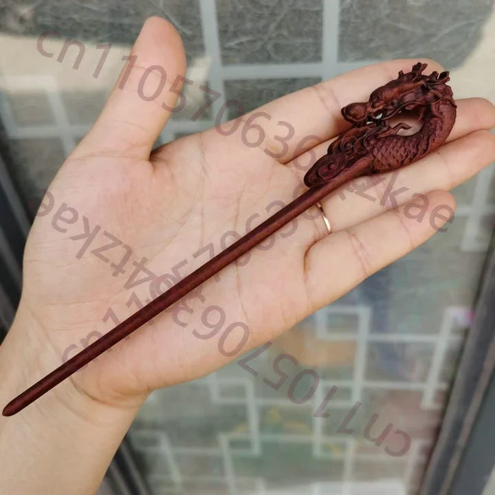 Lightning jujube wood, dragon head hairpin, antique pan hairpin, Taoist wood hairpin