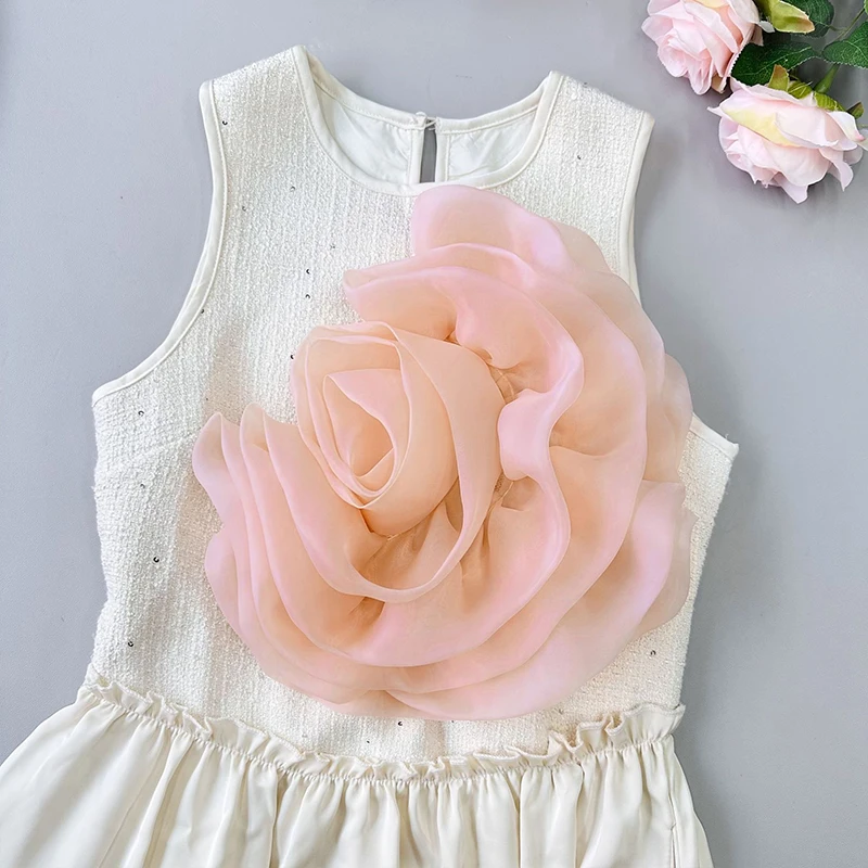 Organza irregular artesanal flor remendo 3d multi-camada organza grande flor apliques diy corsage roupas costura decoração acessório