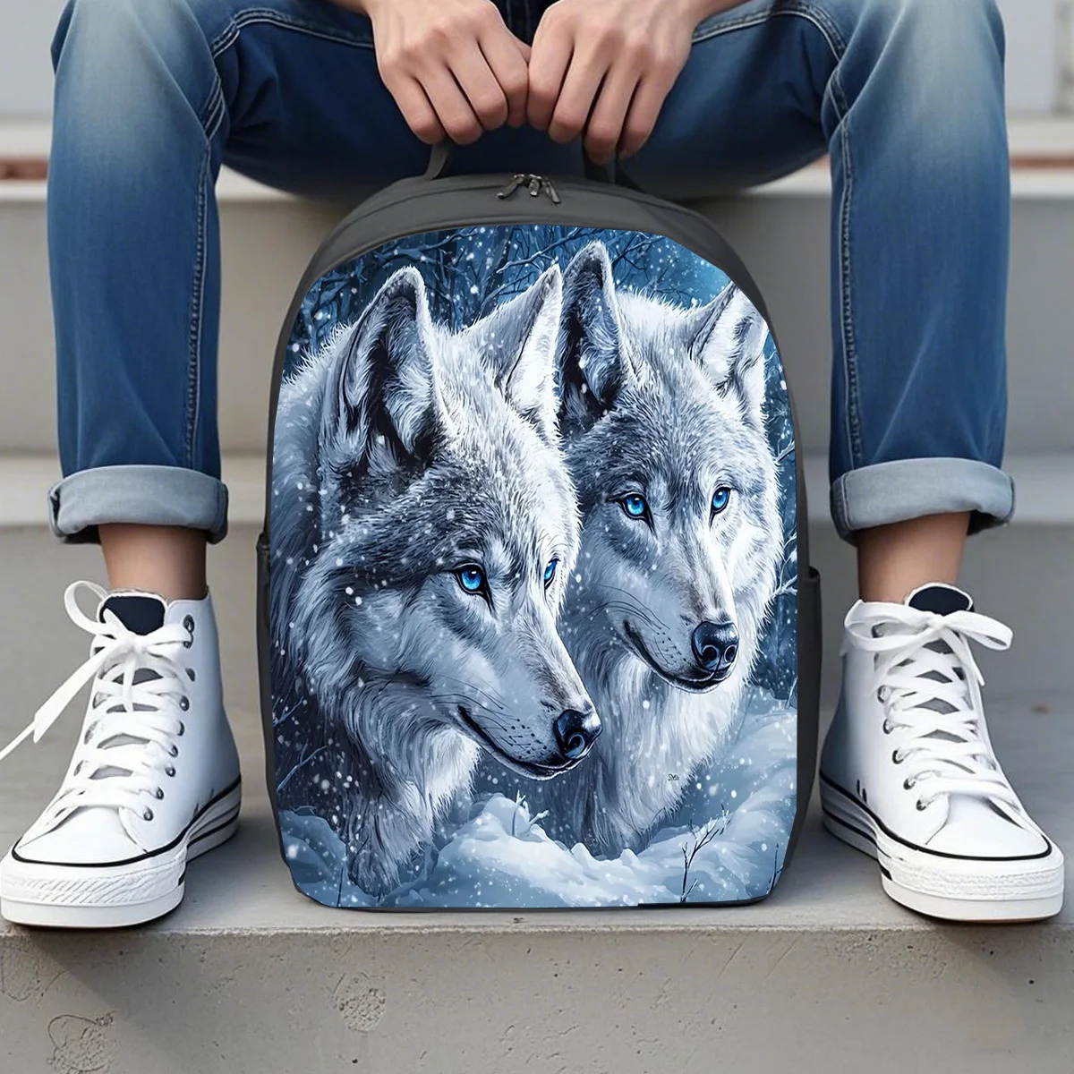 

Snow Wolf backpack, a large-capacity 17-inch casual backpack notebook bag with a water bottle holder