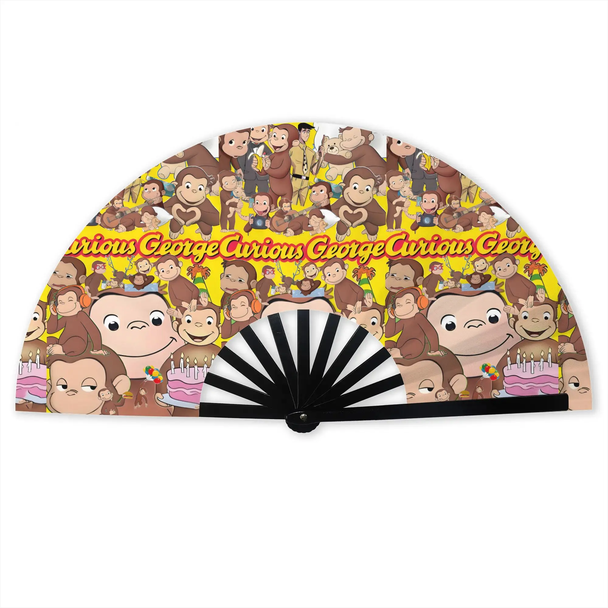 Anime Curious Georges   Stylish Hand Fan Unisex Funny Monkey  Printed Polyester Fan Trendy For Wedding Party Gift