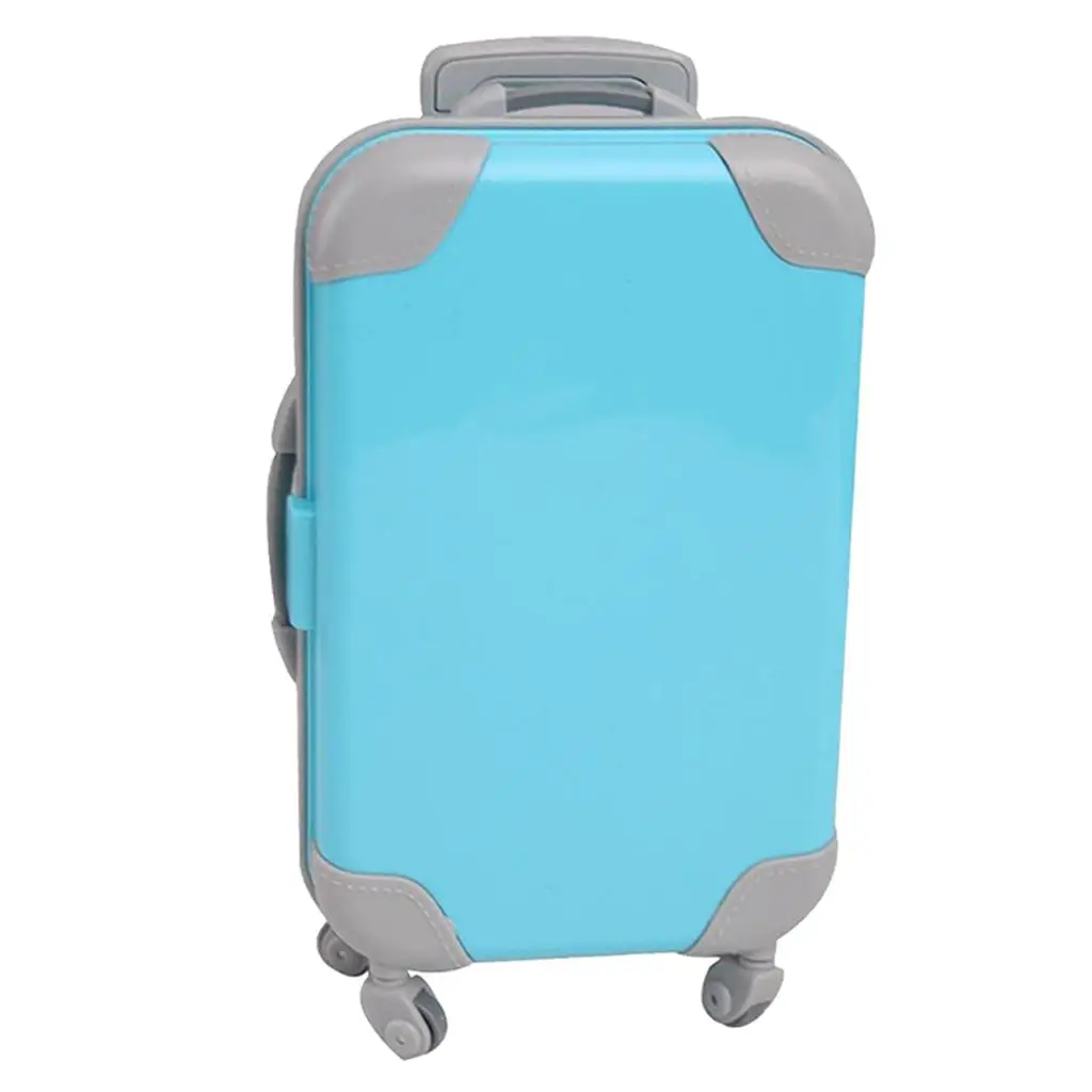 Miniature Doll Suitcase Travel Case with Wheels for 15cm Dolls Clothes Storage Box Plastic Toy Luggage Accessories Gift for