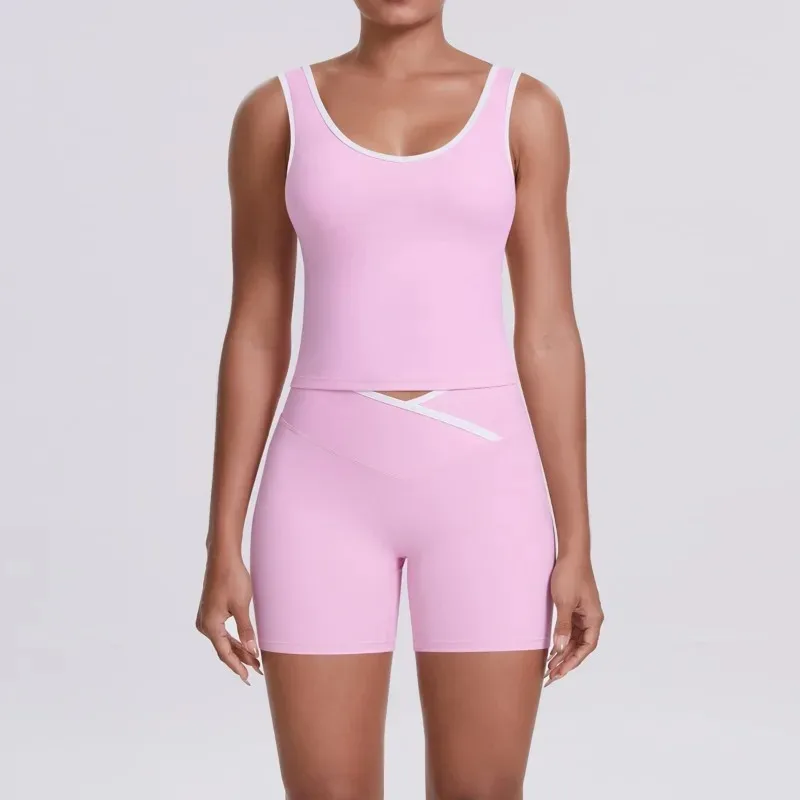 

Women's 2 Piece Yoga Set High Waisted Leggings & Brushed Breathable Sports Vest Workout Outfit for Yoga Gym Running Fitness