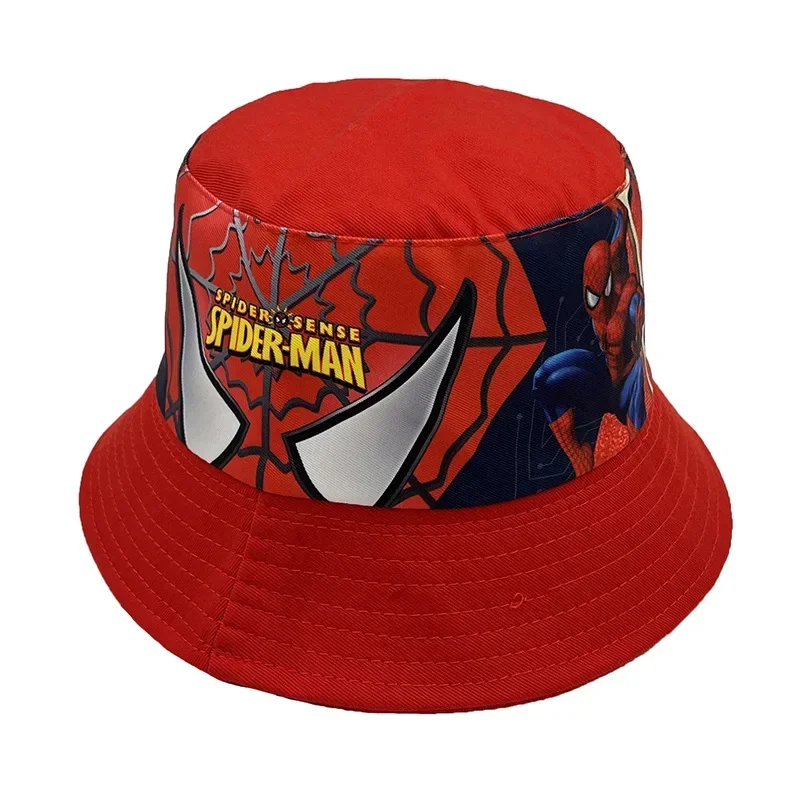 Disney Kids Caps Cartoon Spider Bucket Hats for Boys Girls Fashion Outdoor Sunscreen Fisherman Caps Children Accessories