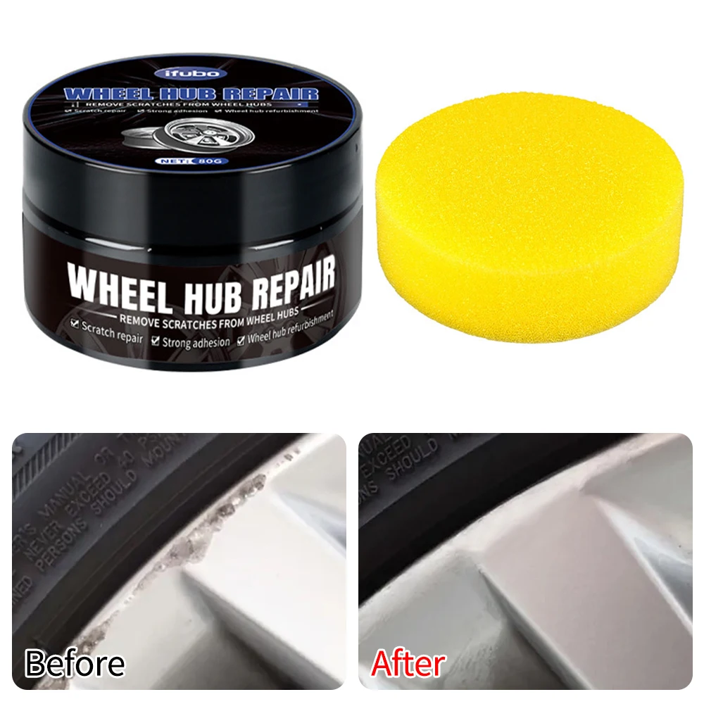 80g Wheel Rim Scratch Repair Paste Car Alloy Rim Polishing Oxidation Remove Hub Shining Sponge Care Tool for Volvo Jaguar Nissan