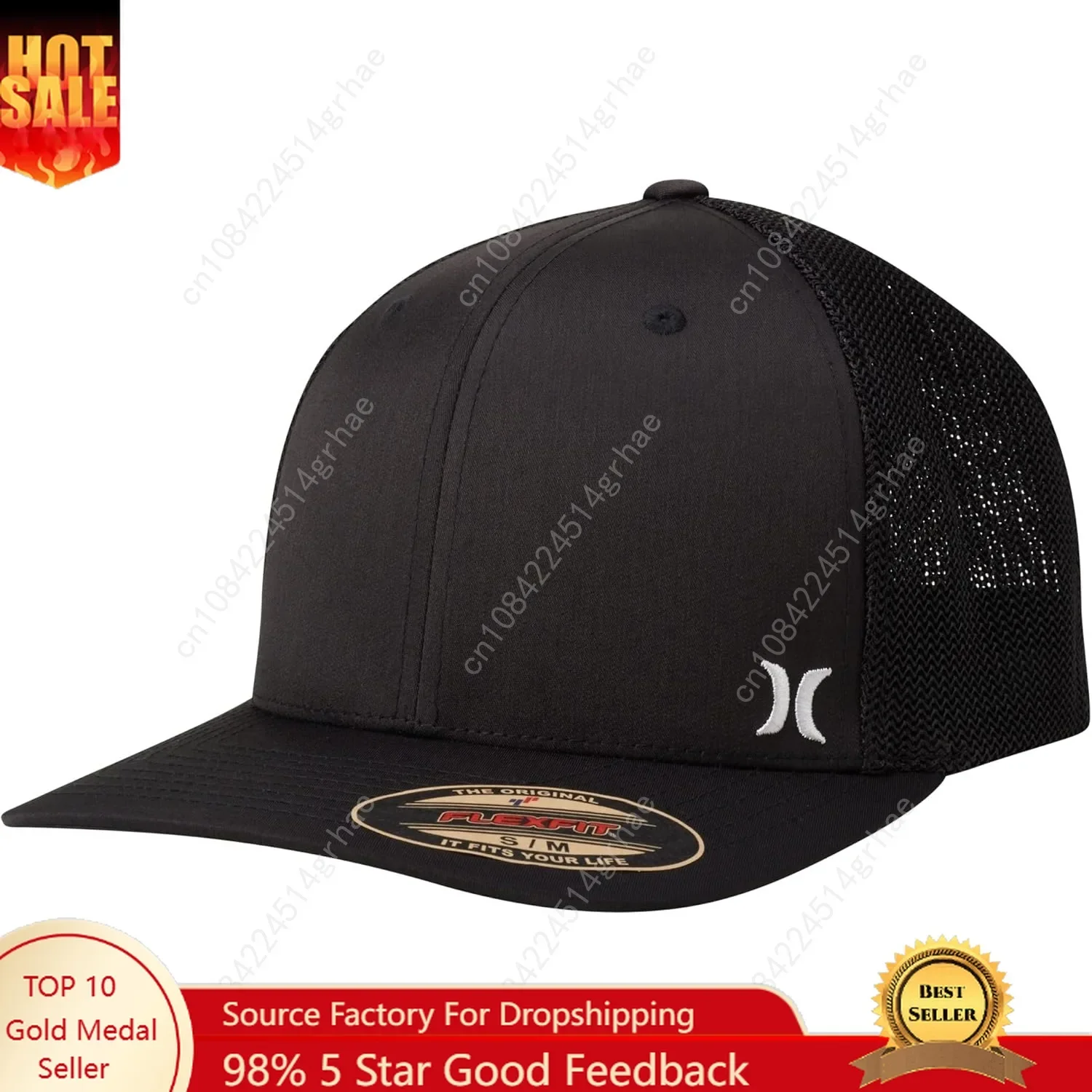 

H-Hurley Men Caps Mesh Panel Baseball Cap Fitted Hats for Men Golf Fashion Baseball Hats Embroidered Logo Cotton Adjustable Hats