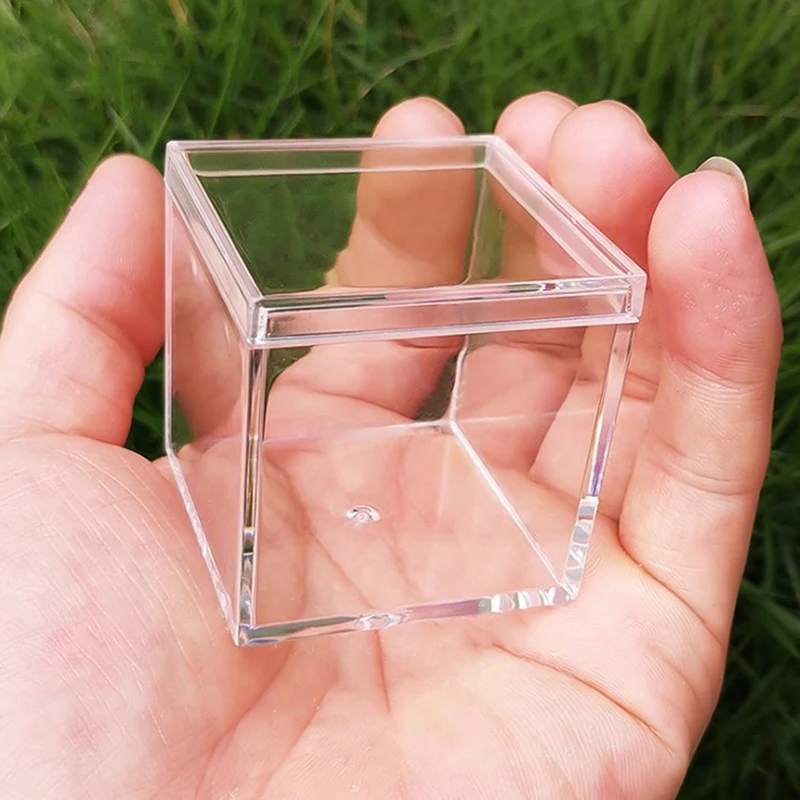 

Transparent Mini Pill Box Pill Case 4.5cm Medicine Container Plastic Box Cube Portable Jewellery Coins Organizer Gifts Boxes