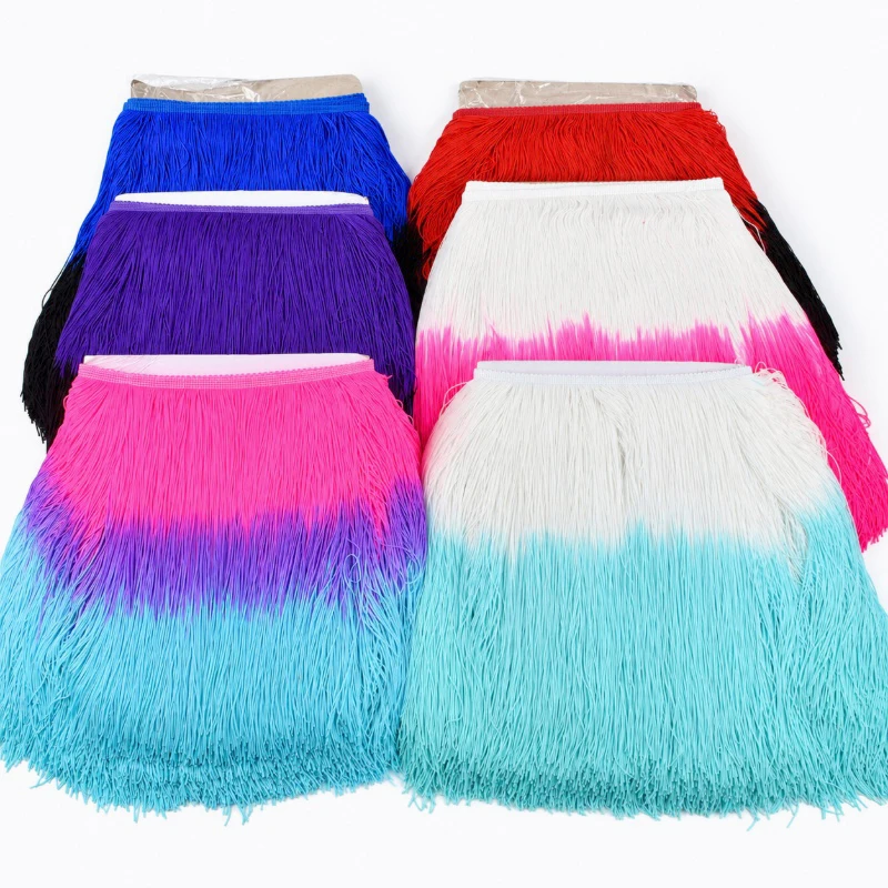 1/2/3Yards 1/2/3 Yards Gradient Color Fringe Trim 30cm Long Tassel Lace for Latin Dance Dress Costume Curtain DIY Sewing Decor