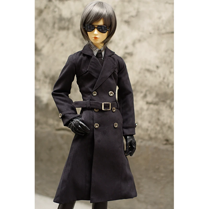

BJD Black Long Trench Coat Suit Outfits Clothing For 1/4 1/3 Tall Boy MSD SD10 SD17 DK DZ AOD DD Doll Wear