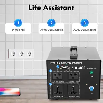 3000W výkonový transformátor napětí 110V na 220V / 220V na 110V AC zvyšující a snižující transformátor pro domácí spotřebiče 10 nejlepší prodej Transformátor 110 V na 220 V 2000 W - №5