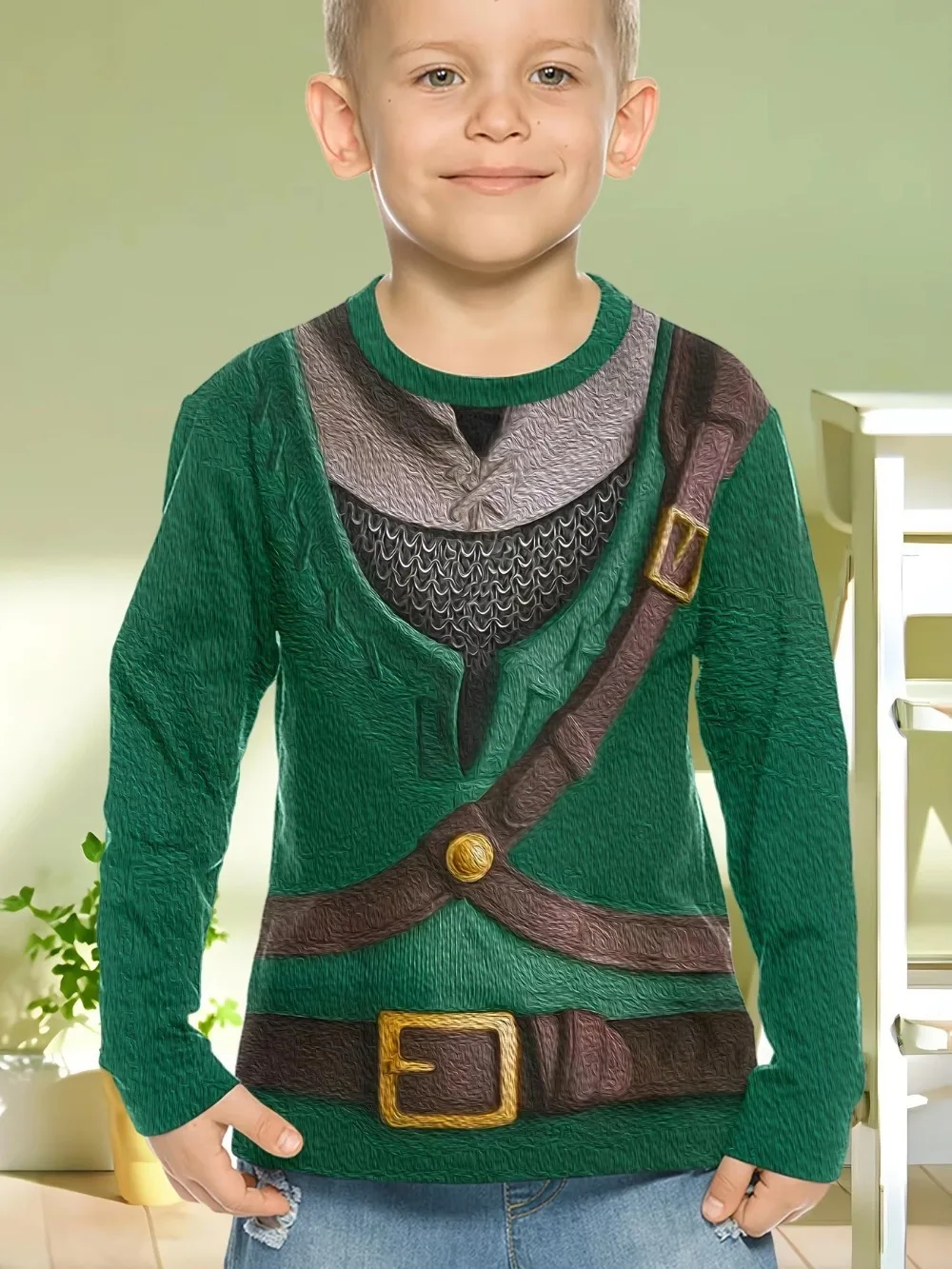 Children's   Long Sleeve Cool Gamepad Pattern PrintKids 3D Print Spring Fall Clothes Novelty Boy Clothes O-Neck Tops