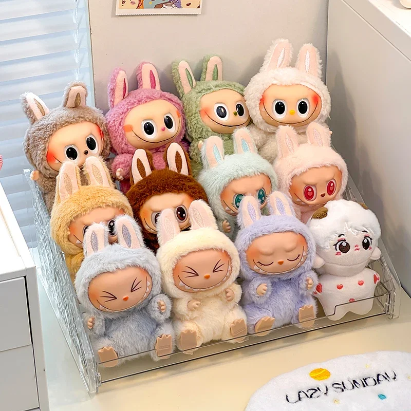 3 Tiers Clear Display Case for Labubu Plush Toy Display Box Desktop Dolls Display Rack for Figures Blind Box Storage Shelf