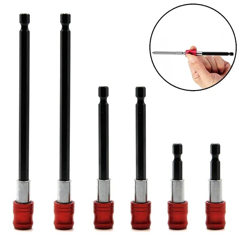 

6Pcs Quick Release Self-locking Extension Bar Rods Set 1/4" Magnetic Hexagon Shank Screwdriver Bit Holder Tools 60/100/150mm