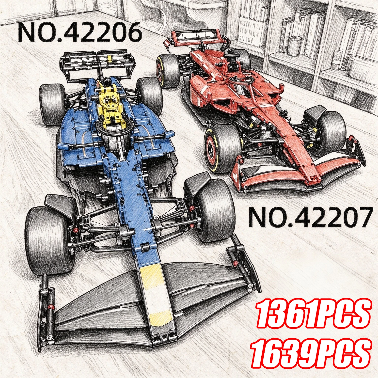 1361/1639PCS Technical SF-24 RB20 1:8 Scale Assembly Building Blocks Racing Car Model MOC Sports Car Bricks Gift