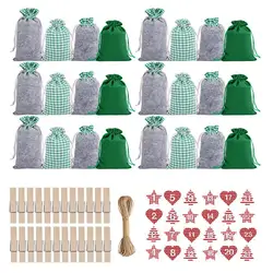 Advent Calendar Gift Bag Set 24 Days DIY Christmas Advent Calendar Christmas Ornaments Merry Christmas Party Countdown Gift