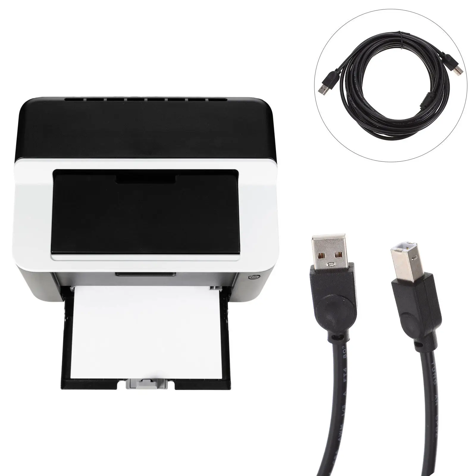 Robust Copper Core Printer USB Cable Square Interface Easy Plug and Play No Driver Needed for Printer Scanner Fax Machine Office