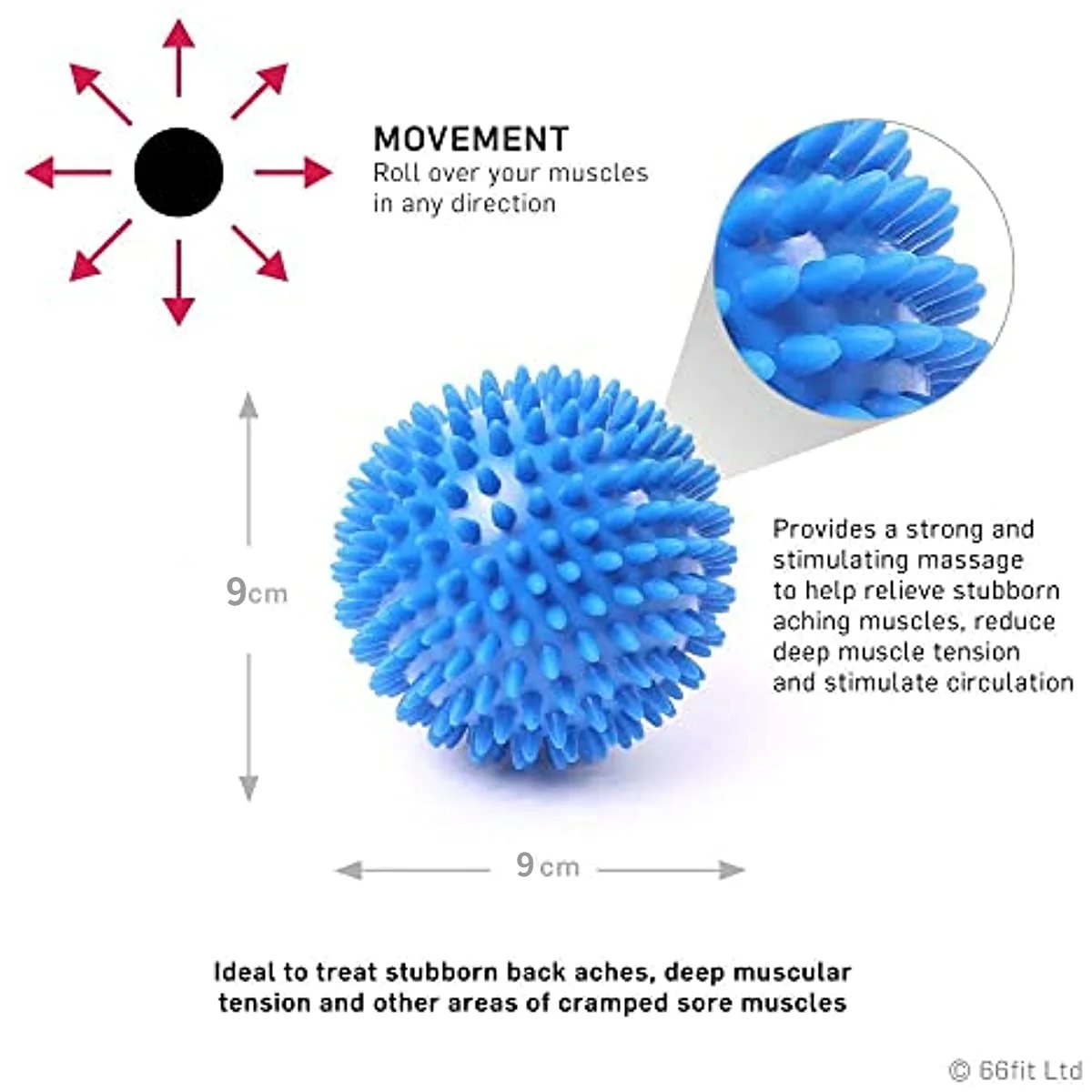 PVC bola de massagem Spiky com durável Trigger Point, apto para a mão, pé, músculo relaxar, plantar fascite, apaziguador, Hedgehog Balls, Sport Fitness, 9cm