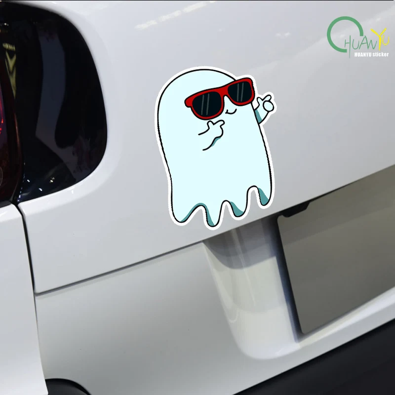 Reflective car stickers, cute biubiu sunglasses, funny and fun little ghosts, car body glass decoration, luggage case stickers