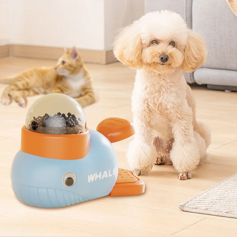 

1pc Whale Shaped Pet Automatic Feeding Machine Cat Dog Interactive Cartoon Food Dispenser Pet Fun Toy For Consuming Pet Energy
