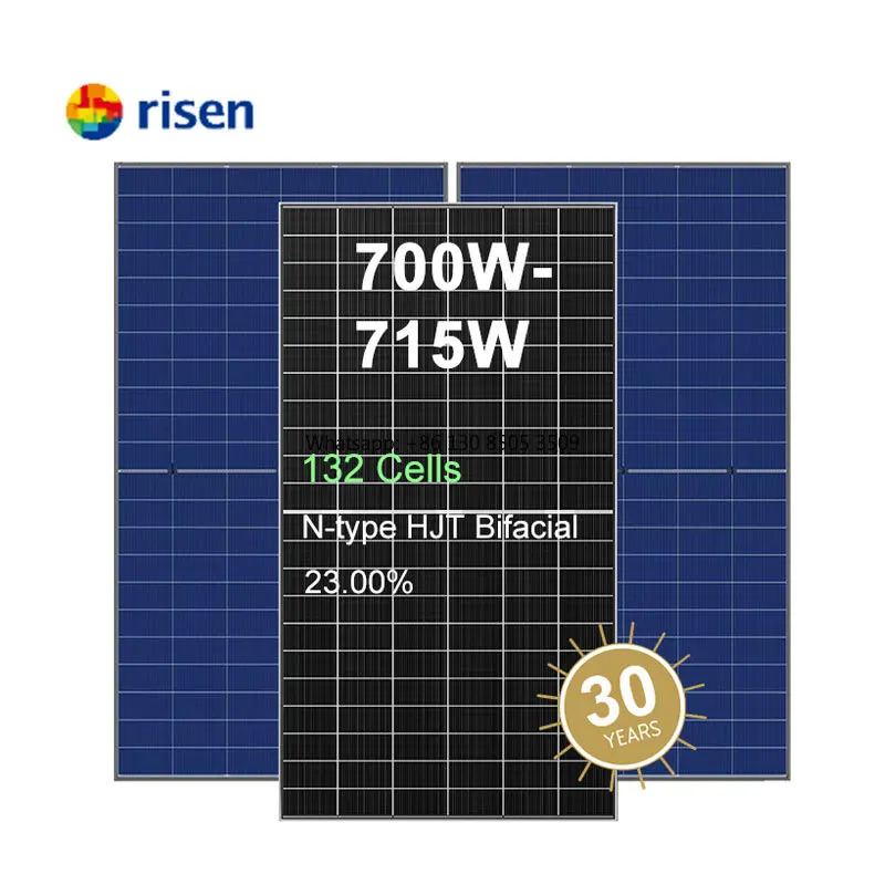 Wholesale 700W Mono Solar Panel N-type HJT 690W 695W 700W 705W 710W 715W Bifacial PV Panels 23% a Grade