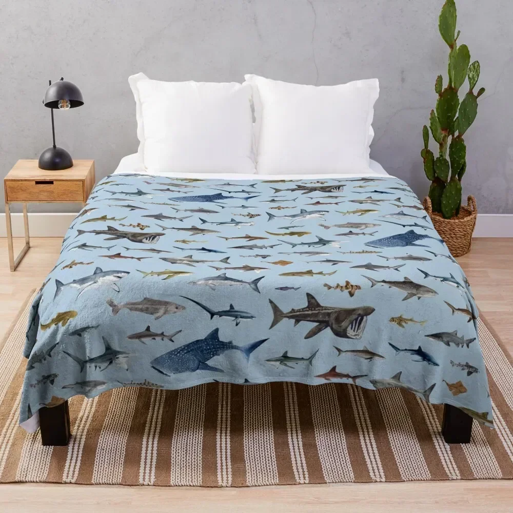 

SHARKS poster-light blue Throw Blanket Cozy Sofa Blanket for TV Watching Napping