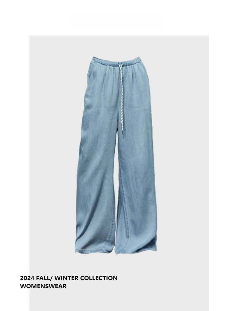 

Forever 2 Women's Straight Leg Jeans Summer Thin Wide Leg Pants Simple Casual Pure Color plus Size Pear ape Fit