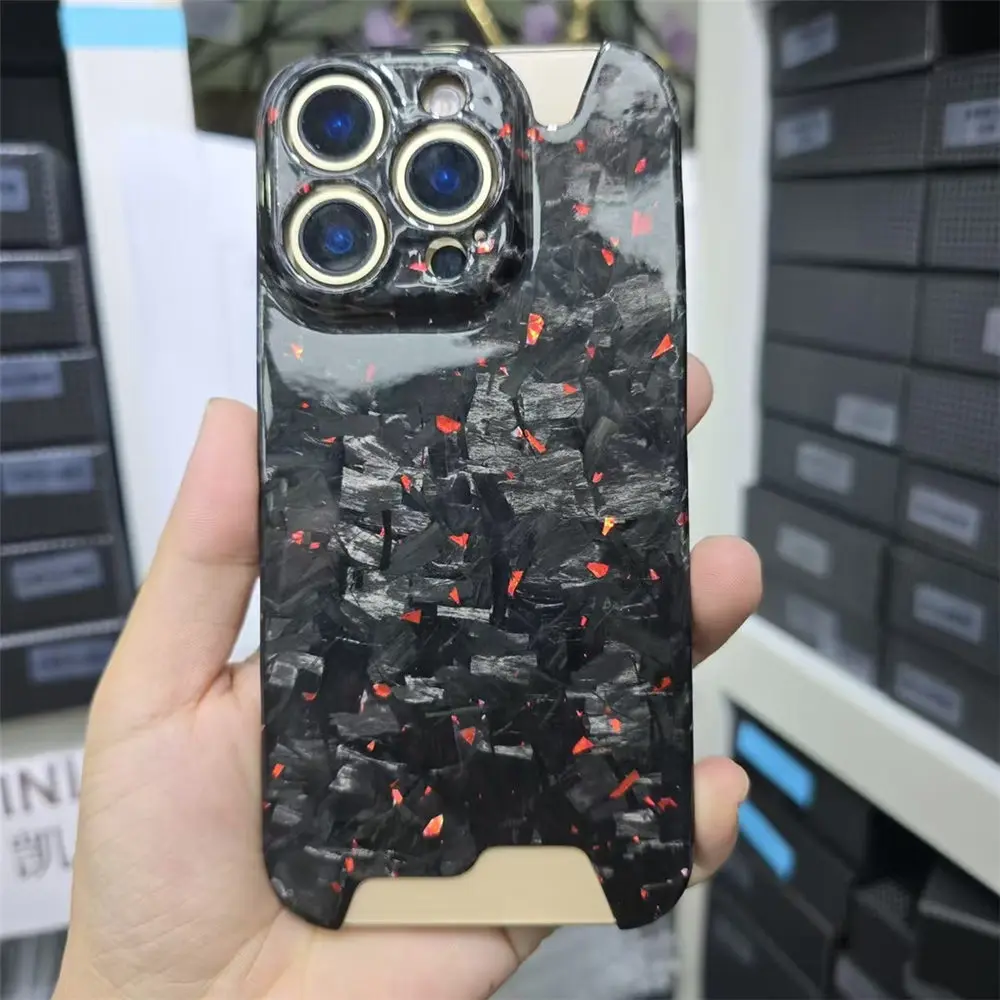 

Slim Real Carbon Fiber Case for iPhone 16 Pro Max 16 Pro Glossy Anti-fall Irregular Forged Cover