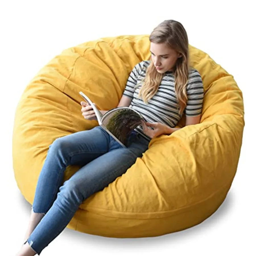 

Big Durable Bean Bag Cover for Adults Just Cover, No Filler 4Feet Machine Washable Large Size Sofa Cover (Yellow