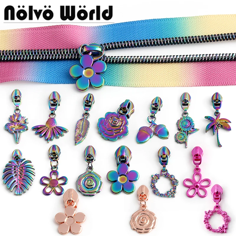 5-20 Stück 5 #   Metall-Reißverschluss-Schieber in Regenbogenfarben für Nylon-Reißverschlüsse, Taschen, Kleidung, Reparatur-Set, DIY-Zubehör für Kleidung und Jacken