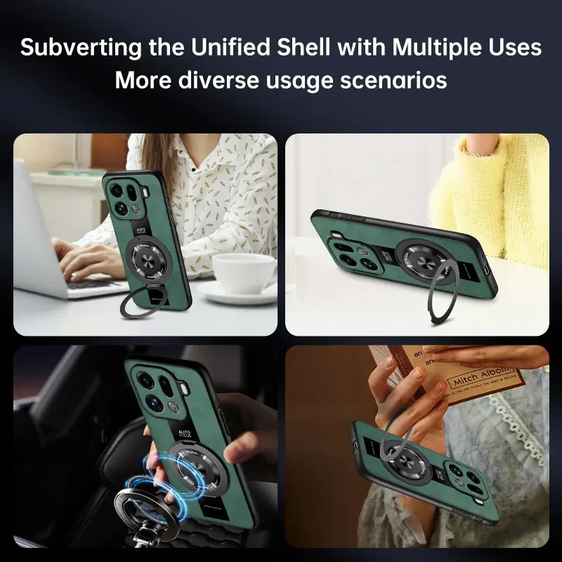 لهاتف OPPO Find X9 Pro X8 حافظة أنيقة 360 ° غطاء دوار من الجلد الفاخر صديق للبشرة ومضاد للسقوط لهاتف OPPO Find X8 Ultra #2