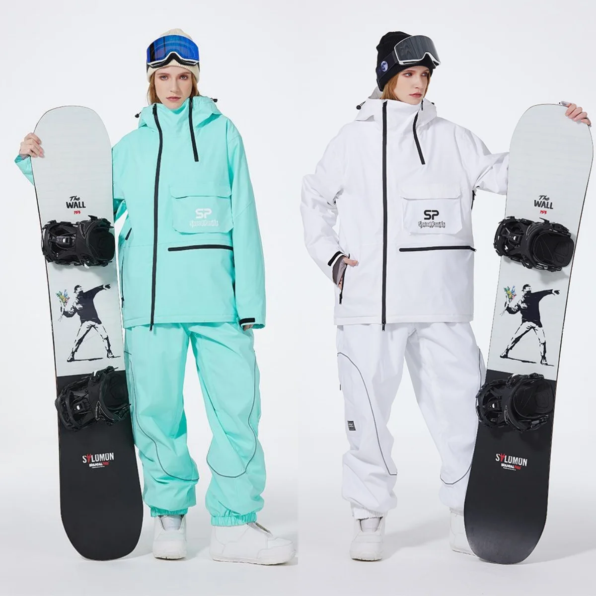 كول الرجال النساء على الجليد دعوى مقاوم للماء فضفاض التزلج الزي الثلوج العزل دعوى النساء ملابس التزلج لفصل الشتاء سترة فستان أطفال مع سروال داخلي #1