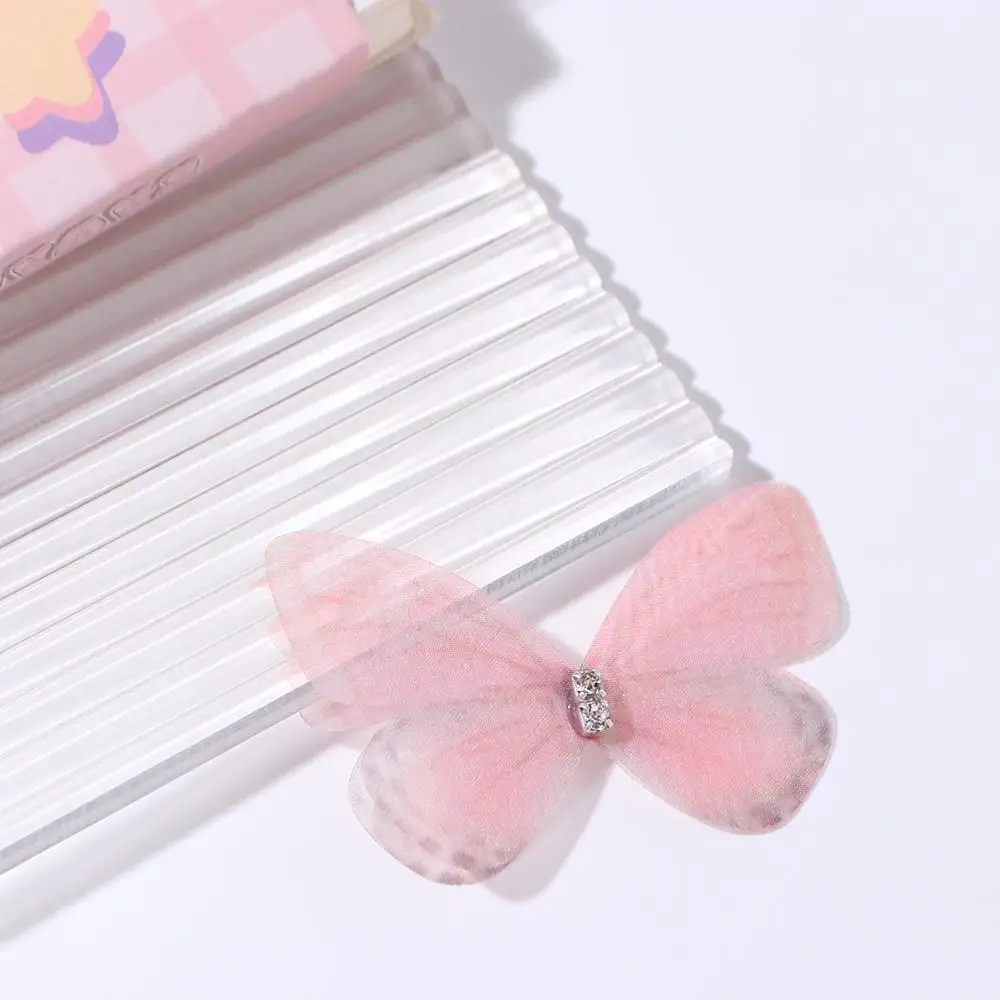 20PCS Strass Gaze Schmetterling Applikation 3D Schmuck Zubehör Mesh Schmetterling Patches Handgemachte DIY Material Tuch Applikation