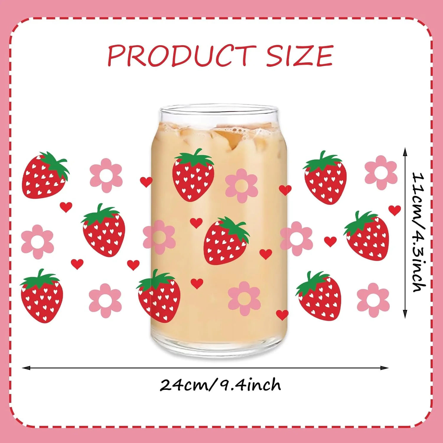 strawberry girl Various pattern designs cute girl 16oz Cup UV DTF Wrap Self-adhesive Transfer Decals Custom Wrap Printing