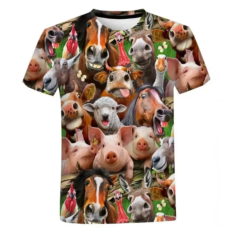 Full Print Animal Cat Dog Graphic T Shirts For Men New In Funny Casual Tshirts Streetwear Mens Short Sleeve Round Neck Tees Tops
