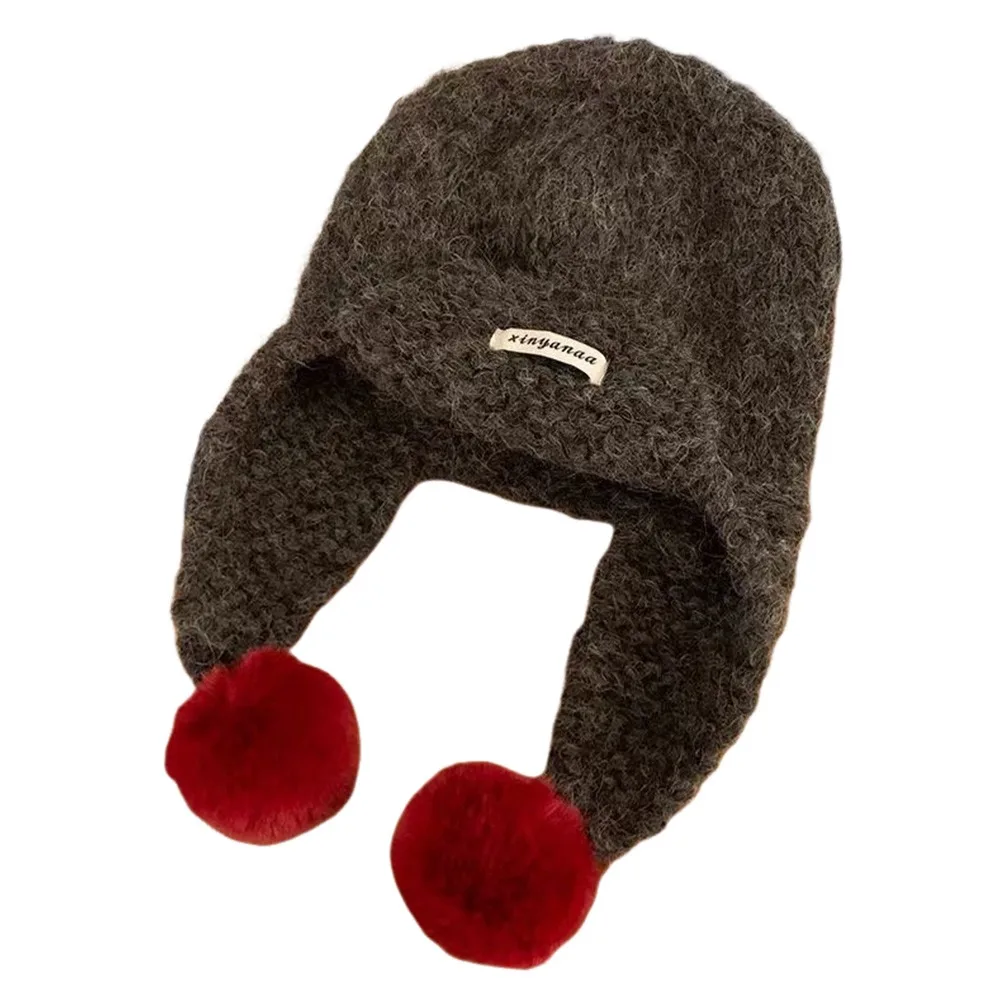 

High Quality Polyester Knitted Cap Casual Warm Cycling Cap Sweet Windproof Ear Protector Hat Running Hiking