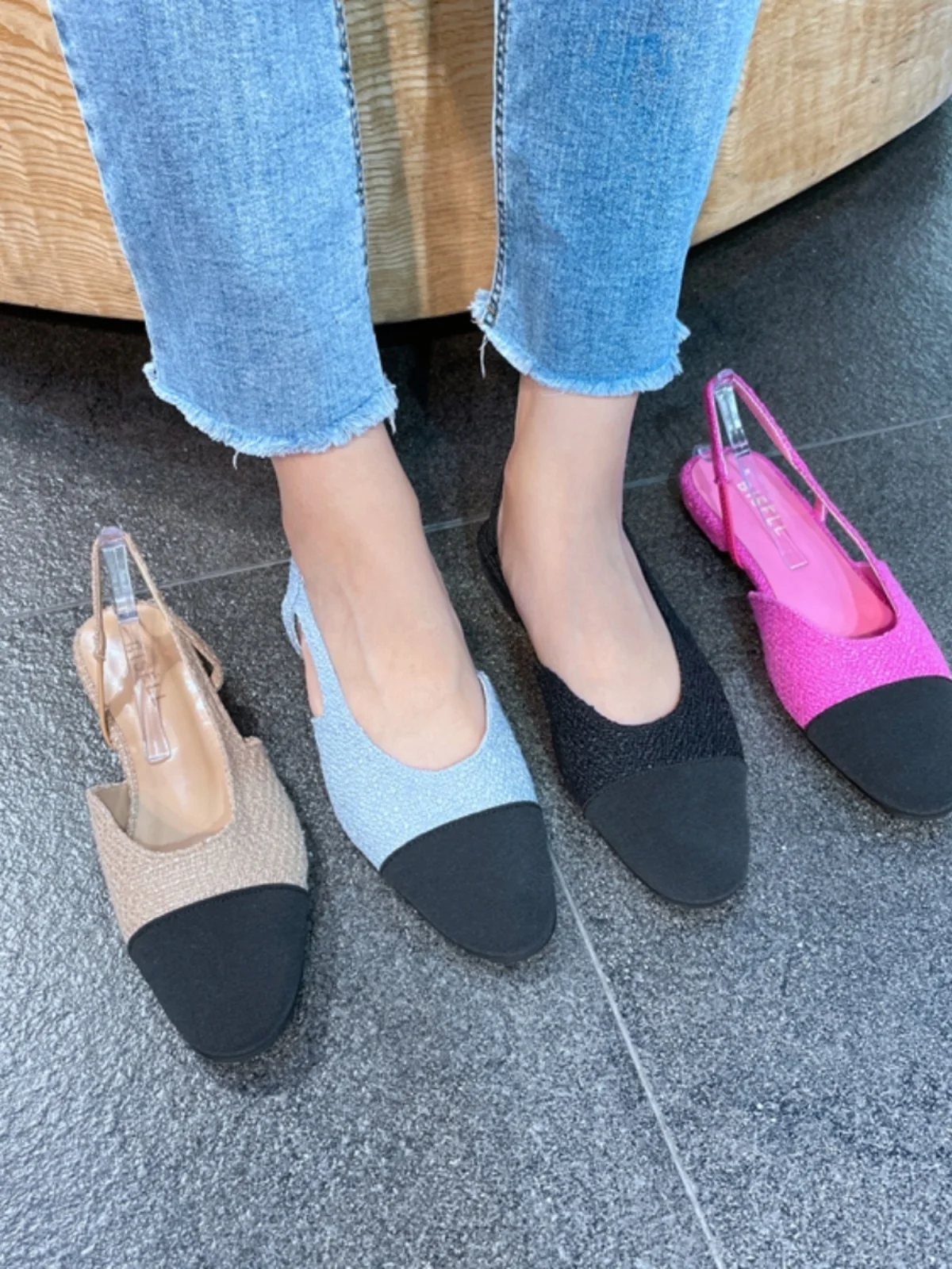 

Seoul Dongdaemun женские сандалии с круглым носком, цветная обувь Blo на низком каблуке на плоской подошве, дышащая повседневная обувь без шнуровки