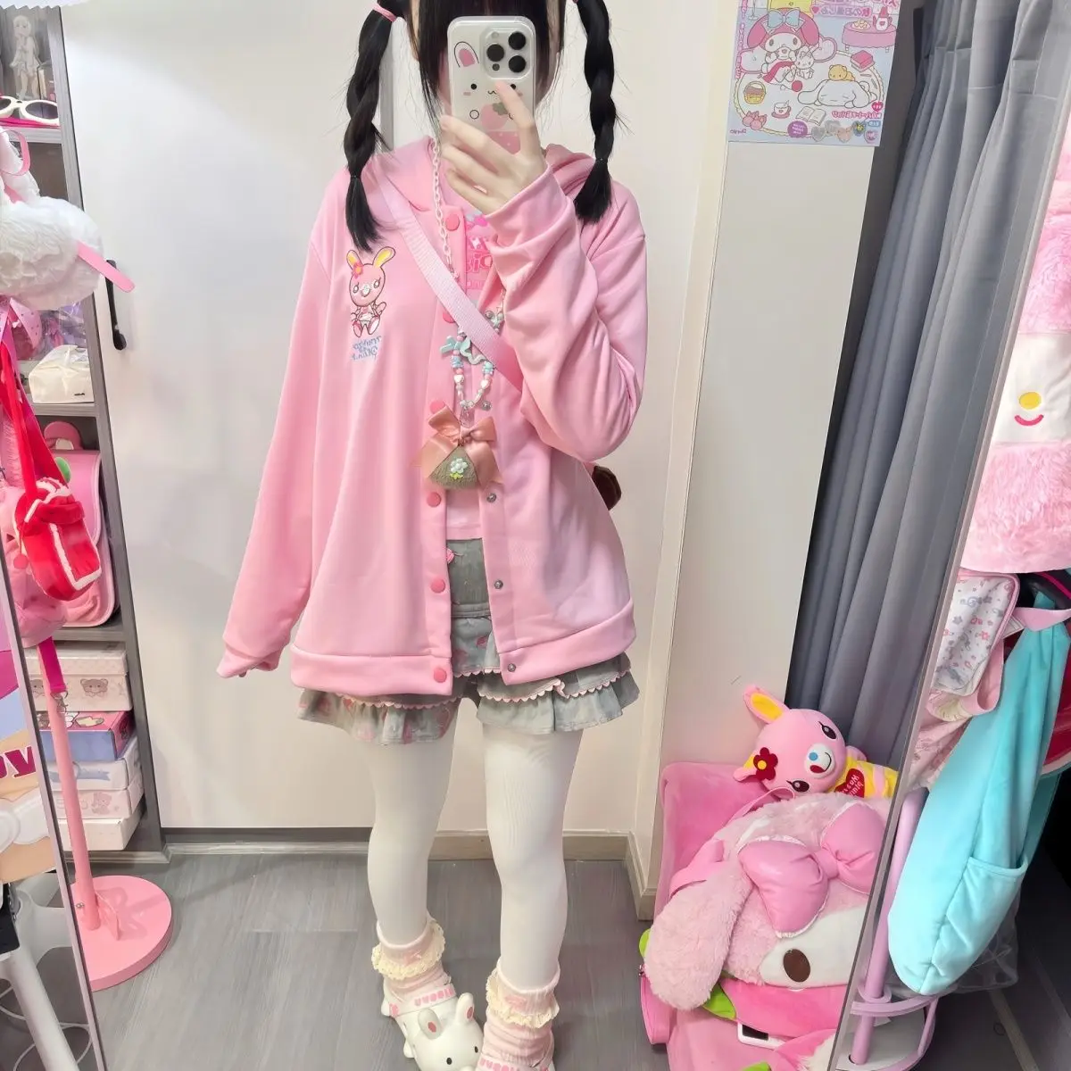 اليابانية الكرتون Mp التطريز ابنة الملابس Jojifuku لطيف هوديس المرأة الخريف جديد كل مباراة واحدة الصدر سترة