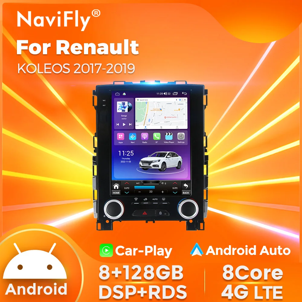 NaviFly Android 13 9.7inch Car Radio For Renault Koleos Megane 4 Samsung SM6 Talisman 2017 2018 2019 For Tesla Style Screen 2din