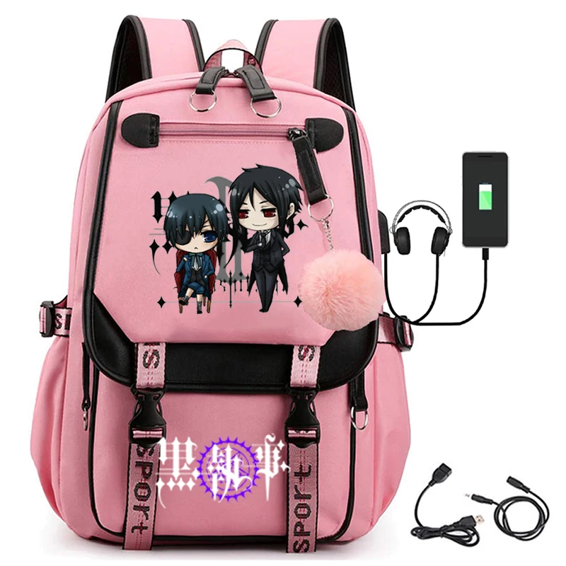 2022 USB Fashion Black Butler Nylon Bag Youth Academy Backpack