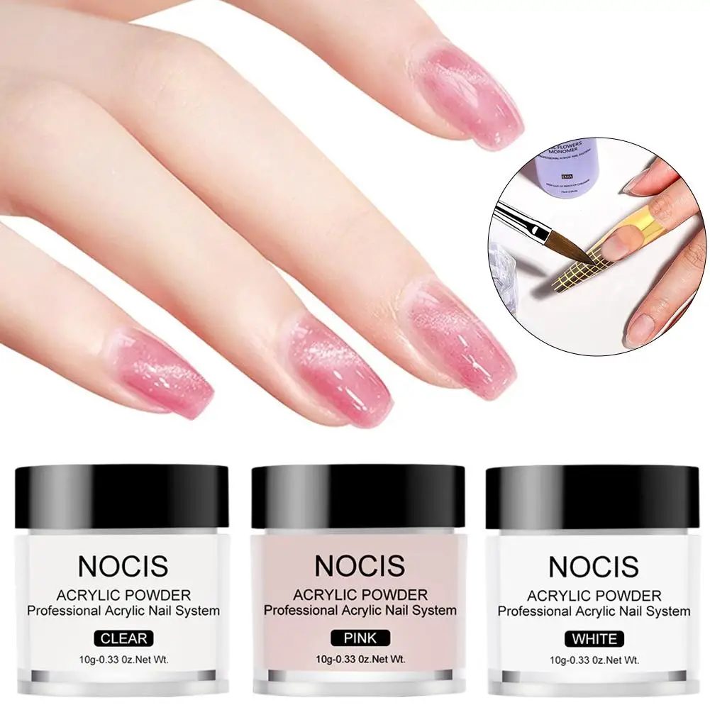 Polvere acrilica per unghie e monomero liquido Decorazione artistica per unghie per set manicure Kit Glitter per unghie in cristallo Punte per unghie 3D Strumenti per intaglio