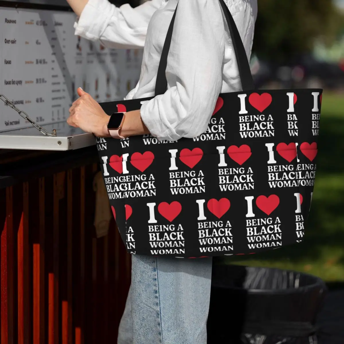 I Love Being A Black Woman Empowering Pride Design Beach Tote Bag Sport Gym Yoga Duffle Large Women Travel Bag Fitness bag