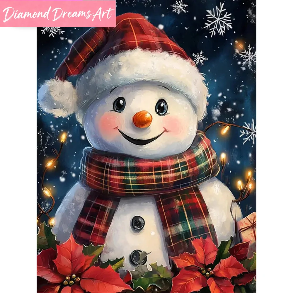 Rahmenloses, selbstgemachtes Diamant-Gemälde, Schneemann-Landschaftsbild, Strass-Diamant-Mosaik, Winter-Stickerei, Weihnachten, Neujahrsgeschenk