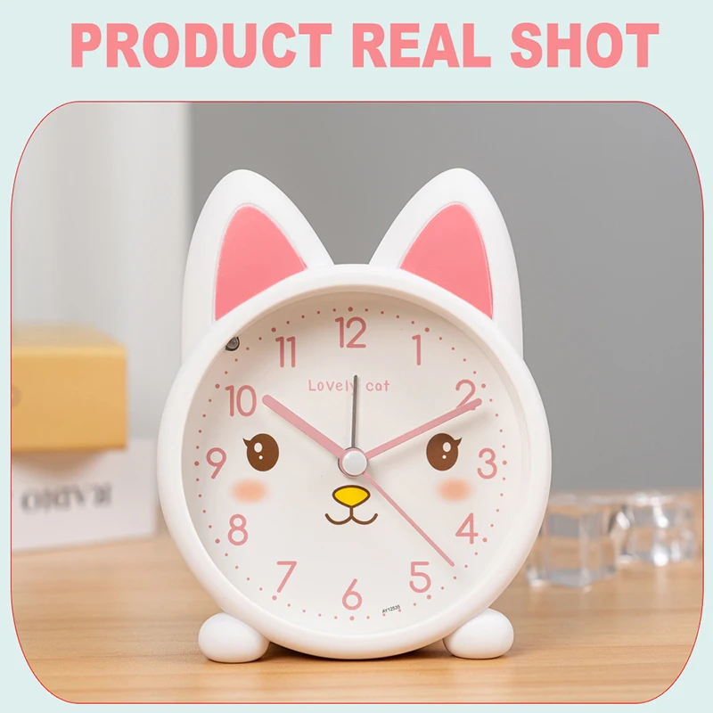 Cute Cat-Shaped Alarm Clock, Bedside Clock for the Bedroom, Silent Operation—Also a Must-Have Gift for Back-to-School Season view 6